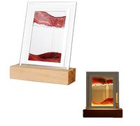 zalati Moving Sand Night Light 3D Sand Sea LED Light Sandscape Art Painting for Home and Office Decorations - Red
