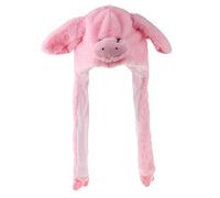 zalati Plush Hat Pig Style with Popping Up Ear Flaps & Long Pressing Paw Scarf for Fun Decoration Warm Protection