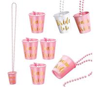 zalati Shot Glasses Necklace 8pcs Plastic Cups with Beaded for Bridal Wedding Party Decoration - The White & The Pink