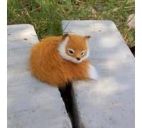 zalati Simulation Fox Toy 2pcs Siting and Standing Style Faux Fur Plush for Home Office Bag Decoration