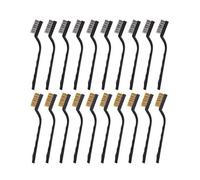 zalati Small Wire Brush Set Metals 10pcs Stainless Steel & 10pcs Copper Plated Wire Brush for Rust Remover Metal Work Cleaning - total 20pcs