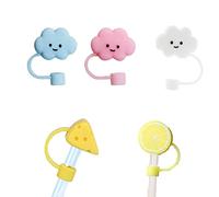 zalati Straw Cap 5pcs Beverage Tube Covers Drinking Straw Stopper Reusable Silicone Lids for 8mm Drinking Dust Safety Protection - Cloud Series