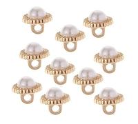 zalati Stud Buttons, 10pcs Pearl Gold Tone Buttons for DIY Decor Sewing Craft 10 mm/0.4 inch