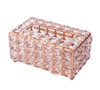 zalati Tissue Storage Case Holder Box with Crystal Style for Paper Towel Storage on Bathroom Vanity/Countertop/Bedroom Dresser/Nightstand - Rose Golden