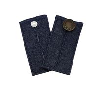 zalati Waistband Extenders Denim Material with 1 Button & 2 Button Holes for Jeans Pants Pregnancy Temporary Extension - Dark Blue