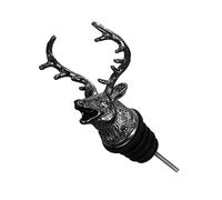 zalati Wine Pourer Animals Head Shape Zinc Alloy with Silicone Stoppers for Wine Spirits Bottle - Deer, Black