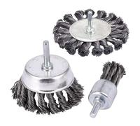zalati Wire Brush Drill 3pcs Wheel Cup End Brush Drill Sets for Paint-Surface Small Spaces Cleaning
