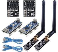 zalati Wireless Transceiver Receiver 2 Sets NRF24L01+PA+LNA RF Module with SMA Antenna 2.4 GHz 1100m + NRF24L01 Regulator + Board Wireless Communication System