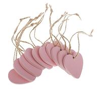 zalati Wood Embellishment 10pcs 40mm Natural Wooden with Hanging Strings for DIY Crafts Wedding Home Decoration - Pink Heart