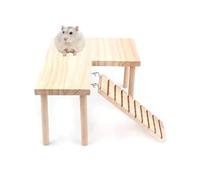 zalati Wood Platform with Ladder Natural Standing Landscaping Activities Playground for Small Animals Guinea Pig Syrian Rat Golden Bear Chinchilla