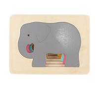 zalati Wooden Elephant Layered Puzzle Animal Cartoon Blocks Stacking Educational Toys Multi-layer Wooden Puzzle Ideal for Home and Travel