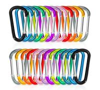 Zalava Mini Carabiner Set, Aircraft Aluminium Keychain Carabiner, 24 pcs D Shape Multifunctional Clip for Camping, Hiking, Fishing