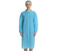 Zaldita Adult 10pcs Lab Coat Jackets for Women Men Work Coat Disposable Long Sleeve Button-down Workwear Blue M