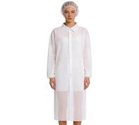 Zaldita Adult 10pcs Lab Coat Jackets for Women Men Work Coat Disposable Long Sleeve Button-down Workwear White L