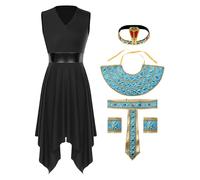 Zaldita Cleopatra Woman Costume Egyptian Princess Fancy Dress Halloween Greek Queen Dress BD Black XXL