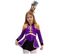 Zaldita Girls Circus Ringmaster Costume Sequins Drummer Band Jumpsuit Uniform Magic Show Performance Outfits Purple A 5-6 Years
