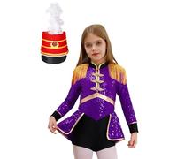 Zaldita Girls Circus Ringmaster Costume Sequins Drummer Band Jumpsuit Uniform Magic Show Performance Outfits Purple B 15-16 Years