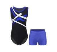 Zaldita Kids Boys 2 Piece Athletic Outfits Gymnastics Sport Leotard Tank Tops with Shorts Set Running Swimming Blue 9-10 Years