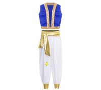 Zaldita Kids Boys Toad Super Brothers Costume Golden Trim Vest with Pants Set for Games Character Cosplay Royal Blue 9-10 Years