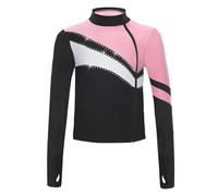 Zaldita Kids Girls Skating Sweatshirts Side Zipper Practice Outerwear Figure Ice Skating Training Tops Pink 9-10 Years