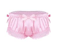 Zaldita Mens Floral Lace Sissy Underwear Ruffled French Maid Briefs Boxer Crossdressing Panties Pink XL