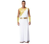 Zaldita Mens Greek God Zeus Halloween Costume Sequins Ancient Roman Toga Robe Fancy Dress Costume Yellow M