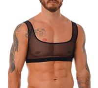 Zaldita Men's Sexy Y Back Sleeveless Muscle Sports Bras Workout Gym Fitness Shirt Vest Crop Top Black B 4XL