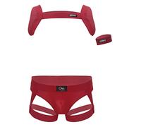 Zaldita Men's Stretchy Body Chest Harness Jockstrap Lingerie Wrestling Singlet Mankini Bodysuit Red A M