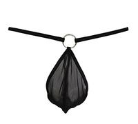 Zaldita Men's Transparent Mesh Bulge Pouch G-String Jockstraps Thongs Underwear with O-Rings Black One Size