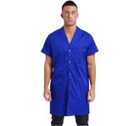 Zaldita Men's Unisex Wear Resistant Dustproof Work Coat Overall Jacket Lapel Collar Long Lab Coat Royal Blue XXL