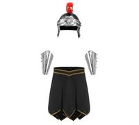 Zaldita Mens Viking Spartan Warrior Larp Costumes Warrior Gladiator Armor Skirt Set with Hat and Arm Guards Black XL