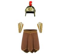Zaldita Mens Viking Spartan Warrior Larp Costumes Warrior Gladiator Armor Skirt Set with Hat and Arm Guards Brown M