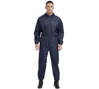 Zaldita Men's Work Overalls One Piece Mechanics Workwear Lightweight Jumpsuits Coverall with Placket Navy Blue L