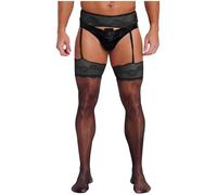 Zaldita Sissy Men's Sexy Sheer Mesh Tights Thigh-High Stockings Tights Suspender Pantyhose Stockings Black One Size