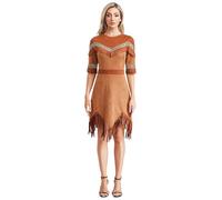 Zaldita Women Native American Dress Costumes Warrior Princess Outfits Indian Maiden Halloween Costume Brown XXL