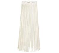 Zaldita Women's Faux Leather Fringe Dress Gypsy Style Adjustable Waistband Tassel Belt Skirt Beige L