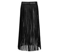 Zaldita Women's Faux Leather Fringe Dress Gypsy Style Adjustable Waistband Tassel Belt Skirt Black L