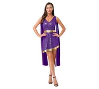 Zaldita Womens Glorious Costume Roman Greek V Neck Sequins Dress with Chiffon Belt Halloween Dresses Purple M