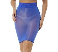 Zaldita Women's Nylon Tight Micro Mini Skirt See Through Mesh Transparent Package Half Slips Skirt Blue One Size