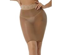 Zaldita Women's Nylon Tight Micro Mini Skirt See Through Mesh Transparent Package Half Slips Skirt Coffee One Size