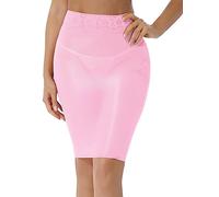 Zaldita Women's Nylon Tight Micro Mini Skirt See Through Mesh Transparent Package Half Slips Skirt Pink One Size