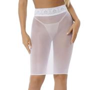 Zaldita Women's Nylon Tight Micro Mini Skirt See Through Mesh Transparent Package Half Slips Skirt White One Size