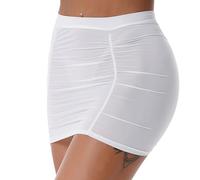 Zaldita Women's Nylon Tight Micro Mini Skirt See Through Mesh Transparent Package Half Slips Skirt Z-White A One Size