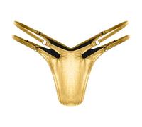 Zaldita Womens Shiny Metallic Micro Thongs Brazilian Bikini Briefs G-string Tangas Knickers Panties Gold S