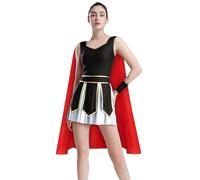 Zaldita Womens Sleeveless Roman Gladiator Halloween Cosplay Costume Set Glorious Warrior Queen Outfit Black L