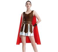 Zaldita Womens Sleeveless Roman Gladiator Halloween Cosplay Costume Set Glorious Warrior Queen Outfit Brown S