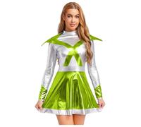 Zaldita Womens Space Alien Costume Outer Space Cadet Cosplay Outfits Dress Female Warrior Suit Green XL