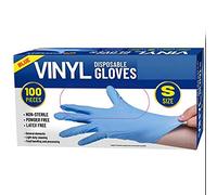 Zale Yardley Disposable Gloves, 100Pcs Vinyl Gloves, Multi-Purpose, Powder Free, Extra Strong Blue Non-Sterile Ambidextrous Comfortable Industrial Rubber Gloves (S)