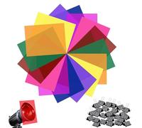 ZALHIN 16 x Translucent Adhesive Film (29.7 x 21 cm) + 36 x Black 15 mm Foldback Clips, PVC Color Correction Filters, Enhancing Effect, Colorful, Translucent Style