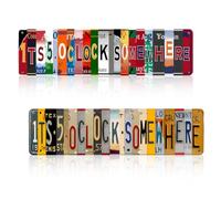 ZALHIN 2 x Vintage Metal Signs - ITS 5 OCLOCK SOMEWHERE Decorative Metal Sign, Wall Decoration, Vintage Poster Decoration for Kitchen, Cafe Bar Garden (10 x 40 cm)